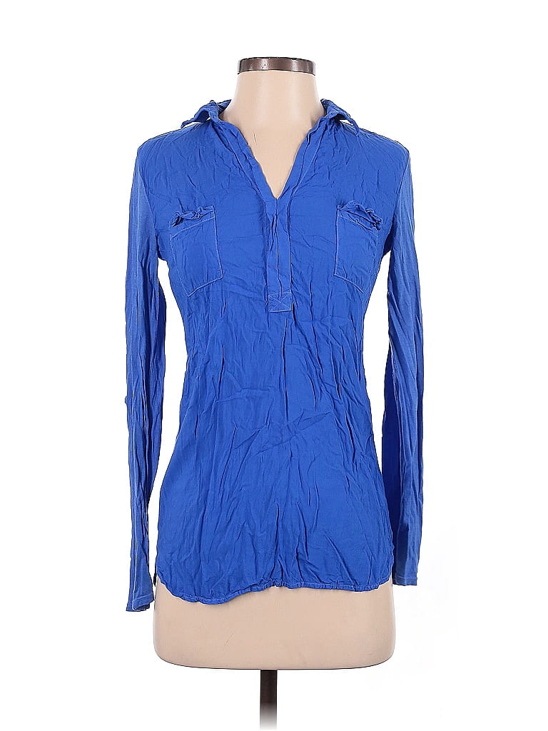 Pre-owned Splendid Long Sleeve Polo Shirt In Blue
