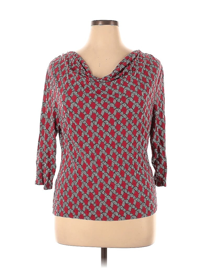 Pre-owned Marc New York Andrew Marc 3/4 Sleeve Top Red Cowl Neck Tops