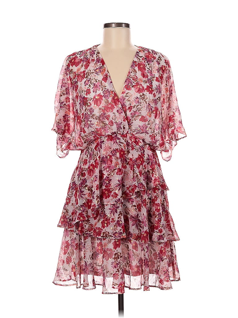 MSK 100% Polyester Floral Burgundy Pink Cocktail Dress Size M - photo 1