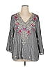 Johnny Was Gray 3/4 Sleeve Blouse Size XL - photo 1