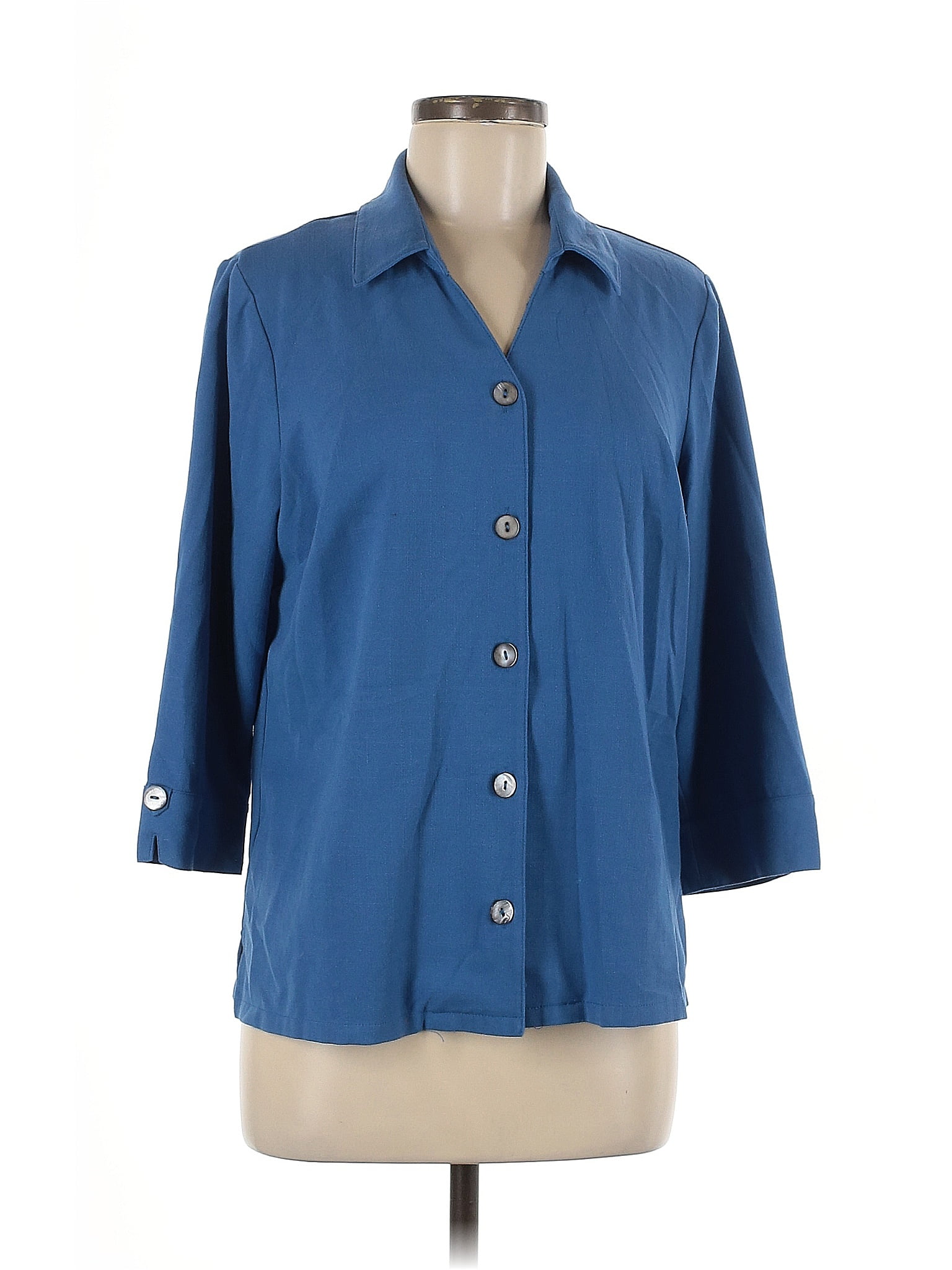 Koret Blue 3/4 Sleeve Blouse Size M (petite)