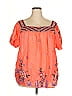 Johnny Was 100% Ramie Orange Short Sleeve Blouse Size XXL - photo 1