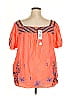 Johnny Was 100% Ramie Orange Short Sleeve Blouse Size XXL - photo 2