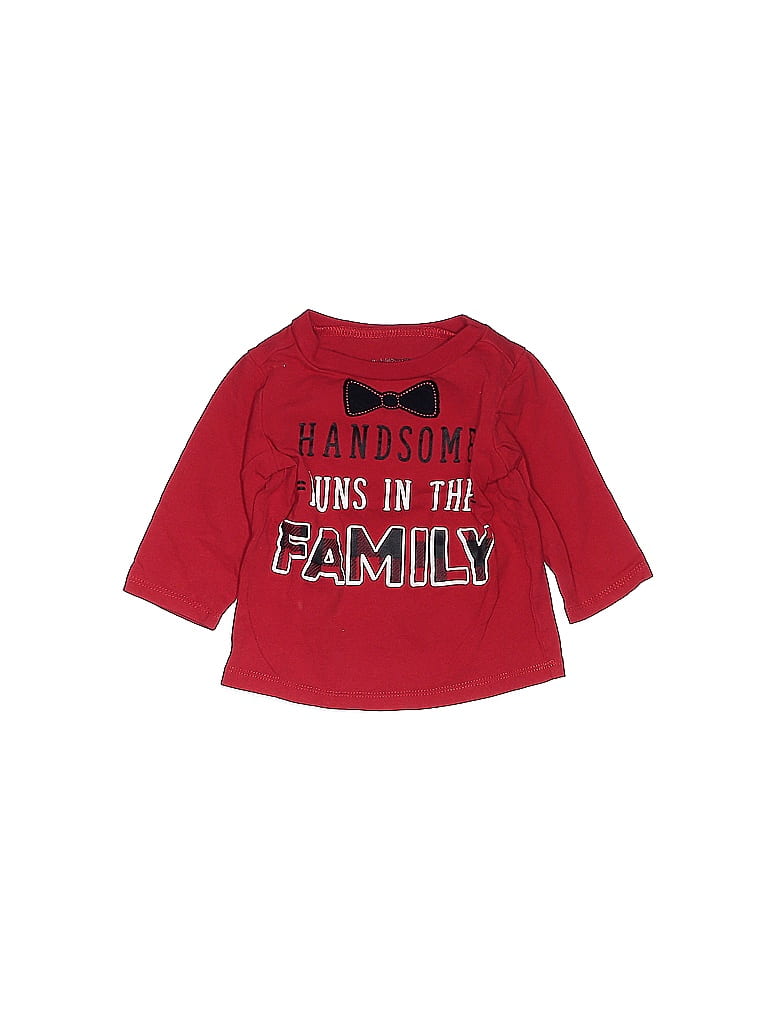 First Impressions 100% Cotton Red Long Sleeve T-Shirt Size 3-6 mo - photo 1