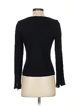 St. John Marie Gray Tie Neck Sweater Top top Black 6