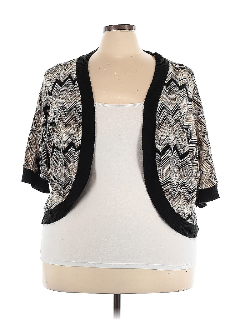Lane Bryant Outlet 100% Acrylic Chevron-herringbone Black Cardigan Size 26 - photo 1