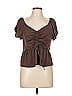 Pink Rose 100% Polyester Brown Short Sleeve Top Size L - photo 1