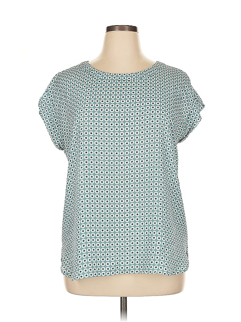 Ann Taylor Factory 100% Polyester Teal Short Sleeve Blouse Size XL - photo 1