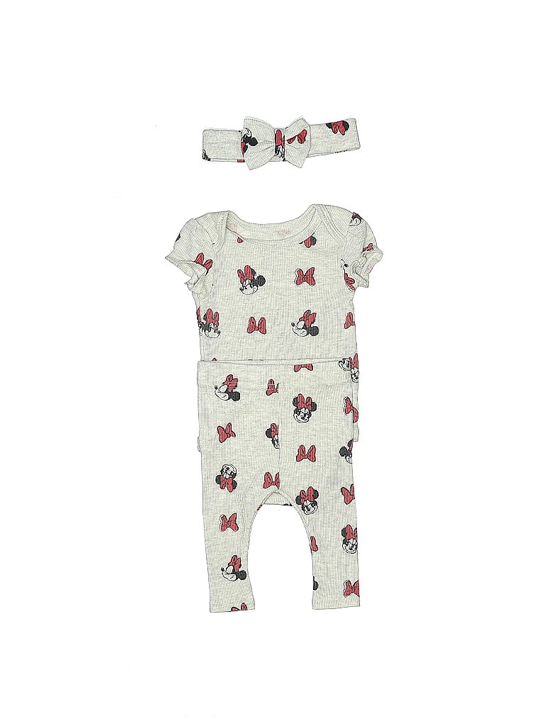 Disney Baby Floral Ivory Gray Short Sleeve Onesie Size 0-3 mo - photo 1