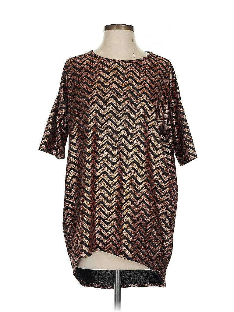 Pre-owned Lularoe Short Sleeve Blouse In Brown