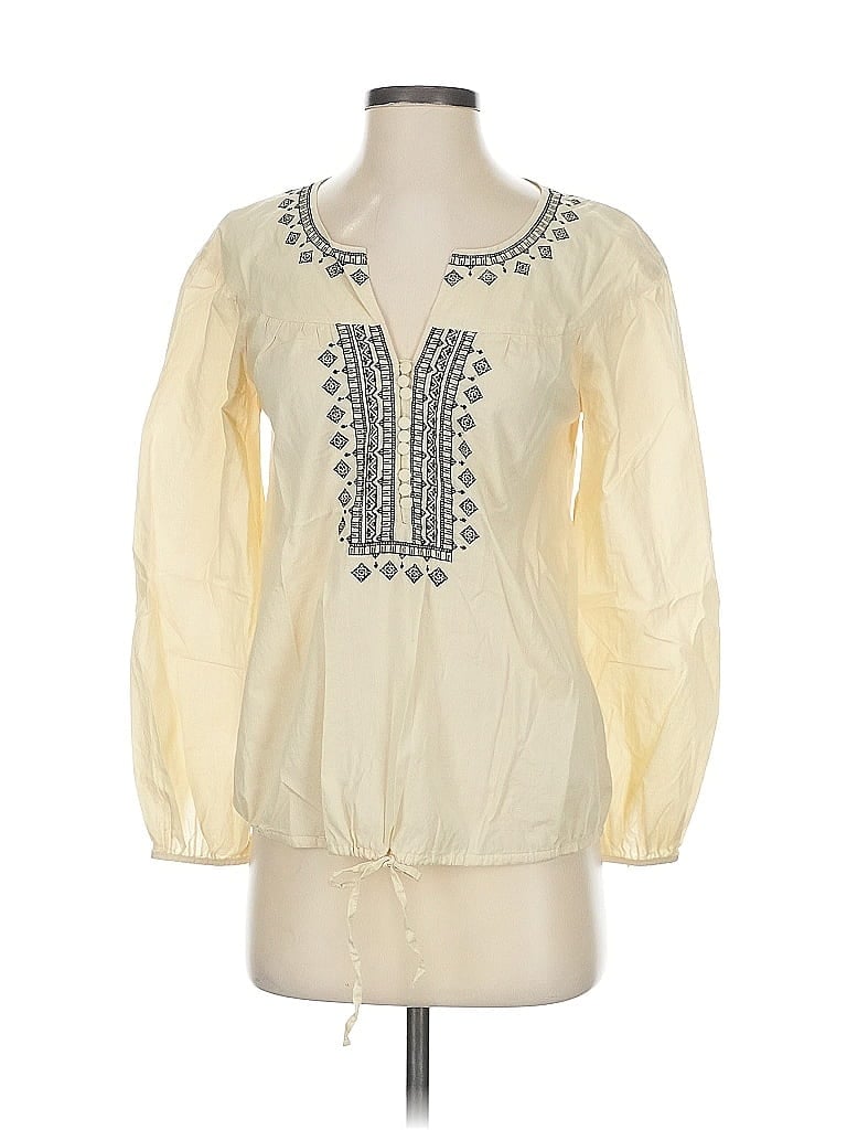 Pre-owned Ann Taylor Loft Long Sleeve Blouse In White