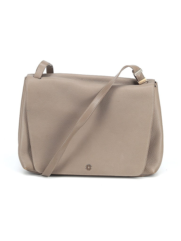 Dagne Dover 100% Leather Solid Gray Tan Leather Messenger One size - photo 1
