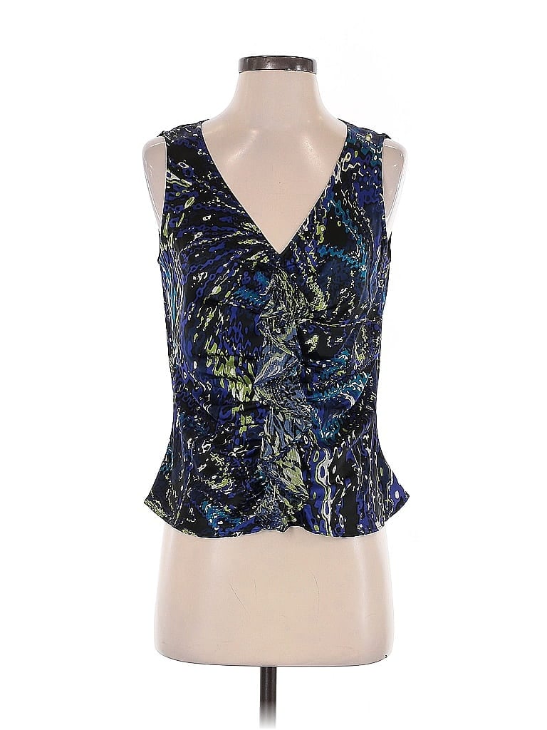 Click to view more detailed imagery on our partner's website Pre-owned St John Sleeveless Silk Top Purple Plunge Neckline Tops