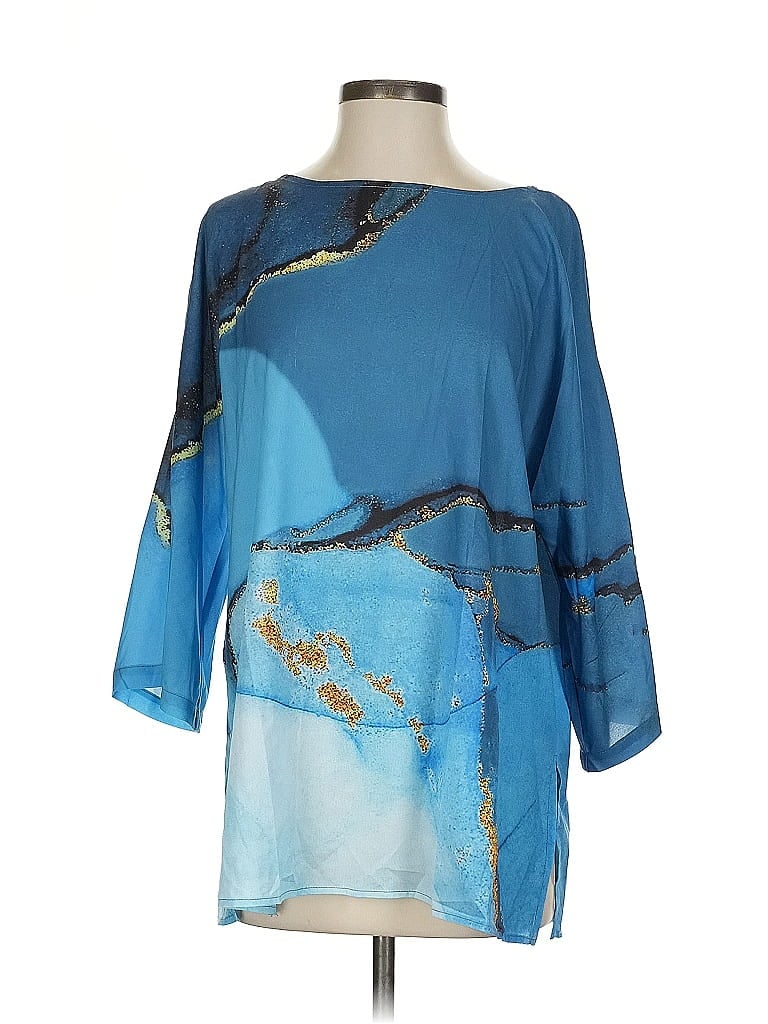 Pre-owned Made With Love 3/4 Sleeve Blouse In Blue