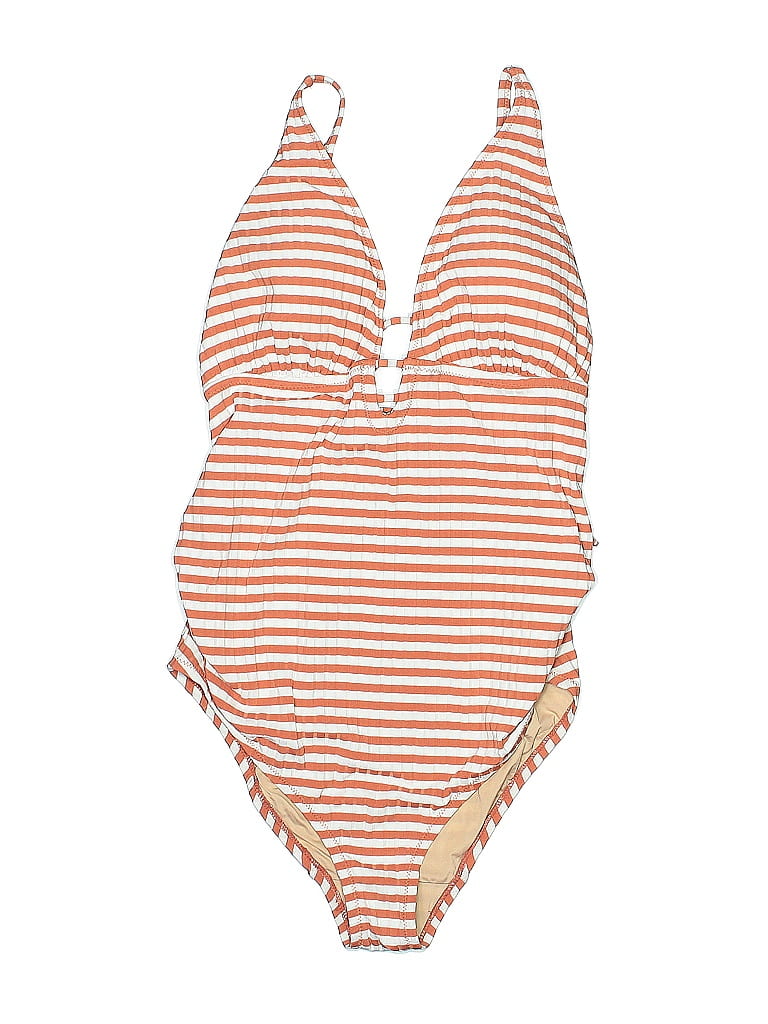 A Pea in the Pod Stripes Orange One Piece Swimsuit Size M - photo 1