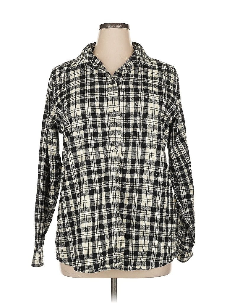 L.L.Bean 100% Cotton Plaid Ivory Long Sleeve Button-Down Shirt Size XL (tall) - photo 1