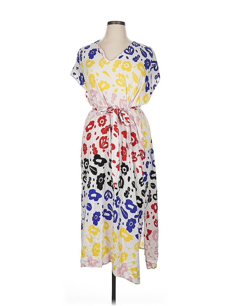 ELOQUII Print Yellow Casual Dress Size 14 - photo 1