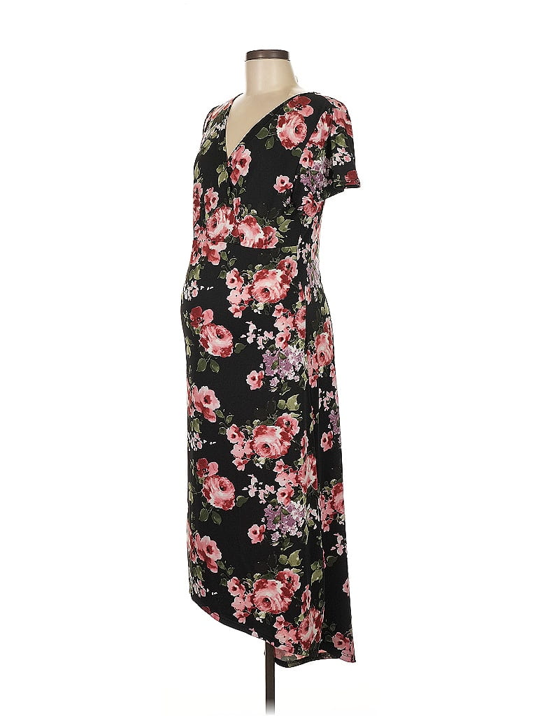 Ma Cherie Maternity Floral Black Casual Dress Size M - photo 1