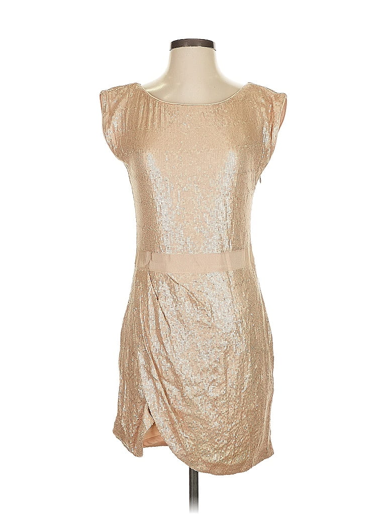 Robe Laundry By Shelli Segal Taille 6 - Style Wiggle Métallique Or, Bretelles Spaghetti