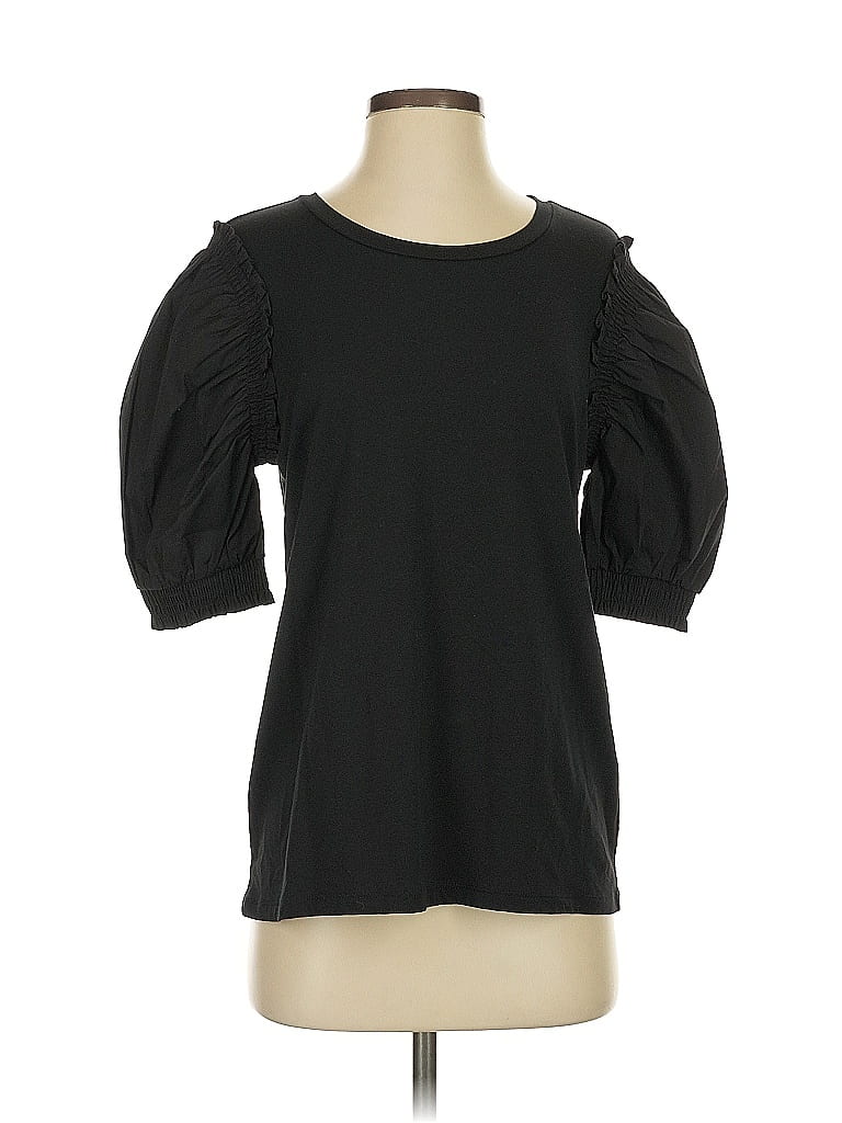 Click to view more detailed imagery on our partner's website Pre-owned Dkny 3/4 Sleeve Top Black Cold Shoulder Neckline Tops