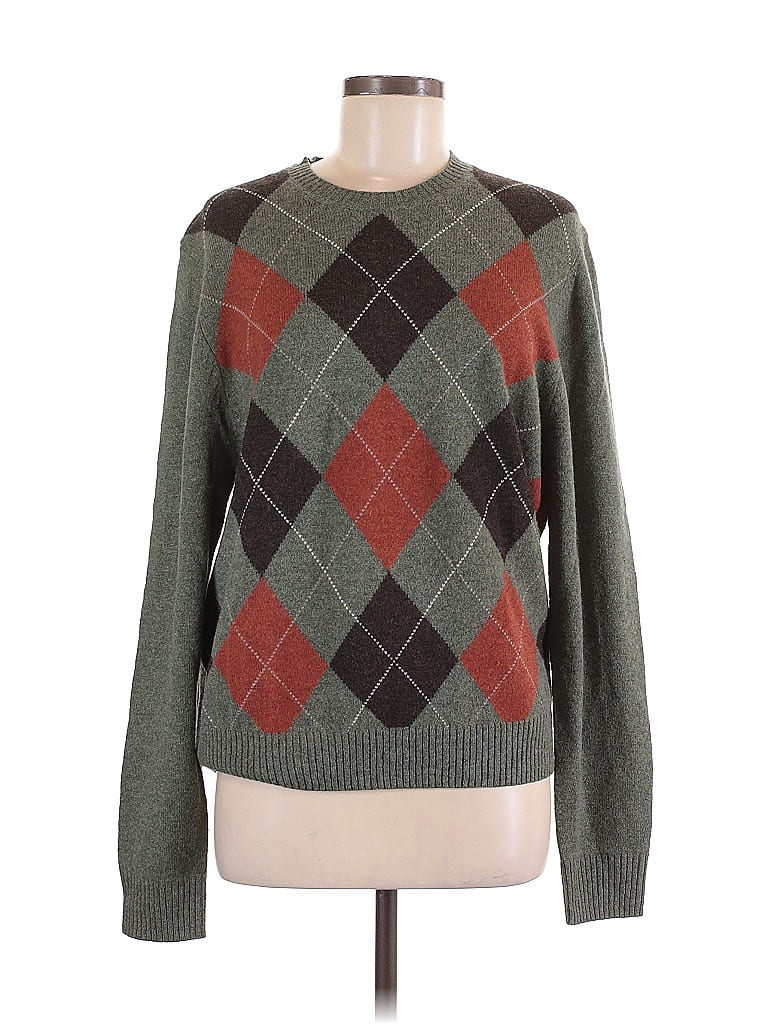 Pull Brooks Brothers 1818 – Laine 100%, Motif Géométrique, Taille L – Vintage Années 80/90