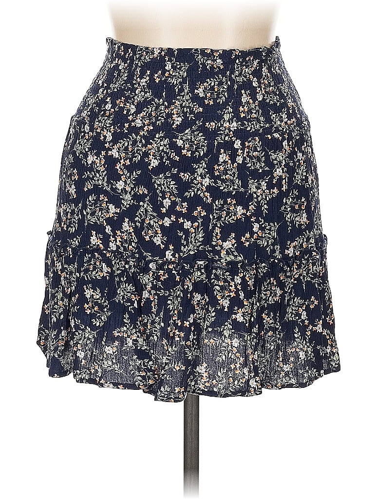 Hippie Rose 100% Rayon Floral Blue Casual Skirt Size L - photo 1