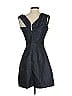 ML Monique Lhuillier 100% Polyester Metallic Black Silver Cocktail Dress Size 2 - photo 2