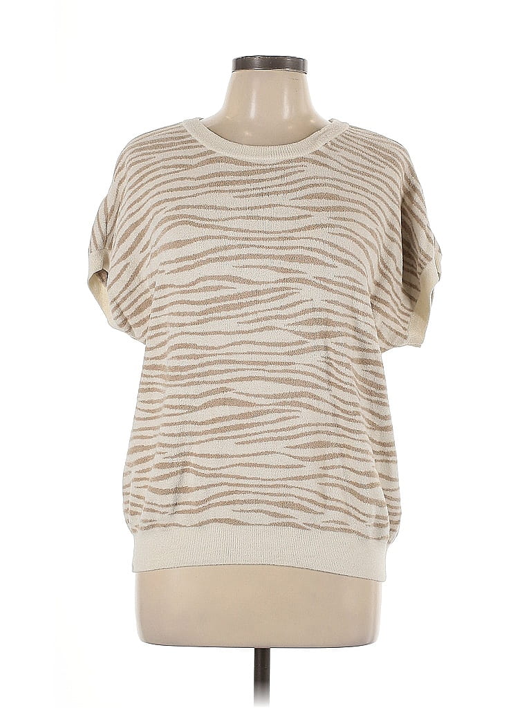 Barefoot Dreams Animal Print Tan Pullover Sweater Size L - photo 1