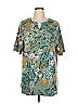 Cuddl Duds Floral Green Short Sleeve T-Shirt Size 1X - photo 1