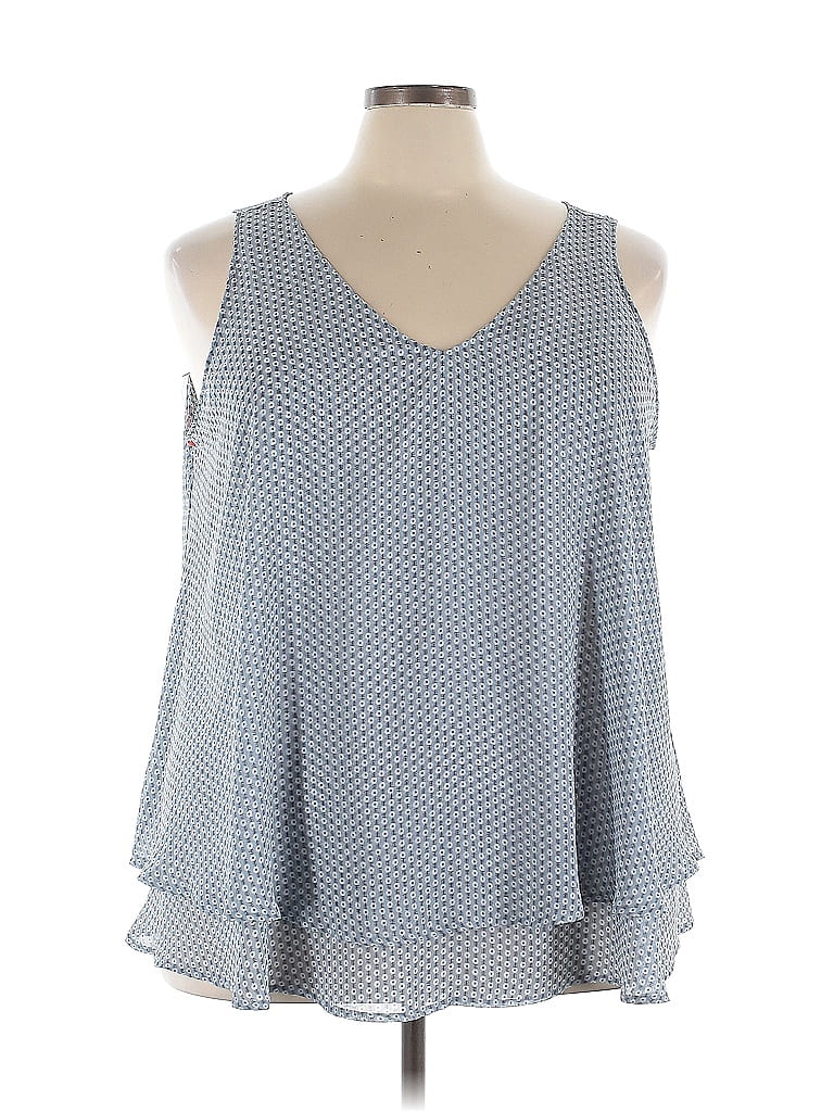Lane Bryant Outlet 100% Polyester Blue Sleeveless Blouse Size 26 - photo 1