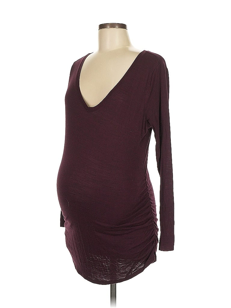 Motherhood Burgundy Purple Long Sleeve T-Shirt Size M - photo 1