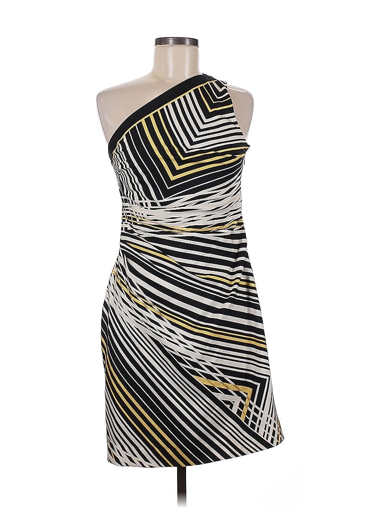 Kay Unger 100% Silk Graphic Silver Cocktail Dress Size 8 - photo 1