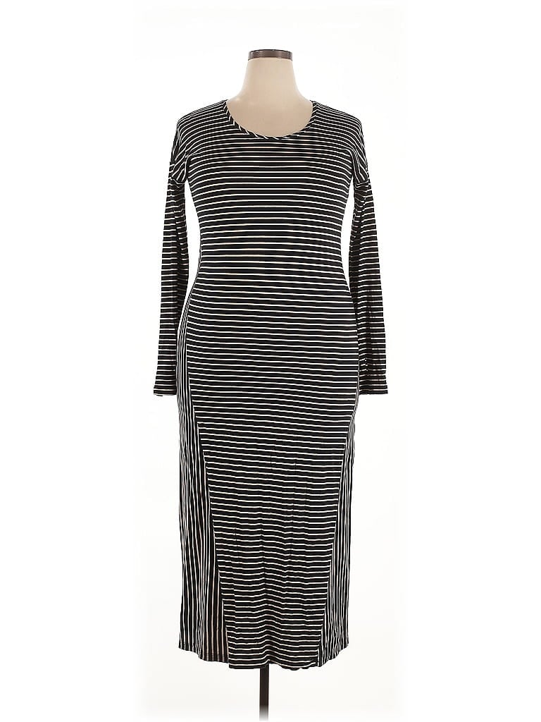 Peruvian Connection Stripes Gray Black Casual Dress Size 20 - photo 1