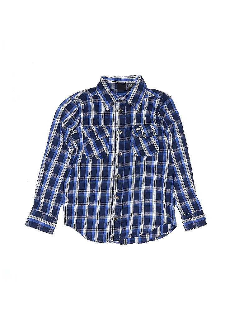 Wrangler Jeans Co Plaid Blue Long Sleeve Button-Down Shirt Size 8 (big kids) - photo 1