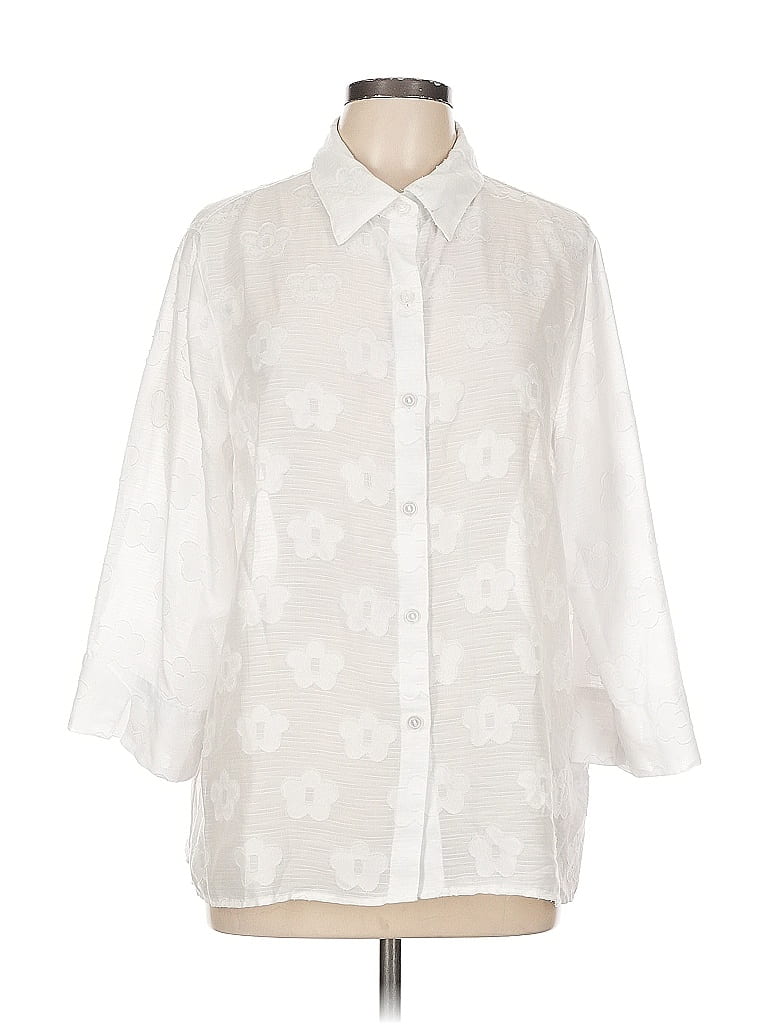 Alfred Dunner 100% Polyester Paisley Ivory 3/4 Sleeve Blouse Size L - photo 1