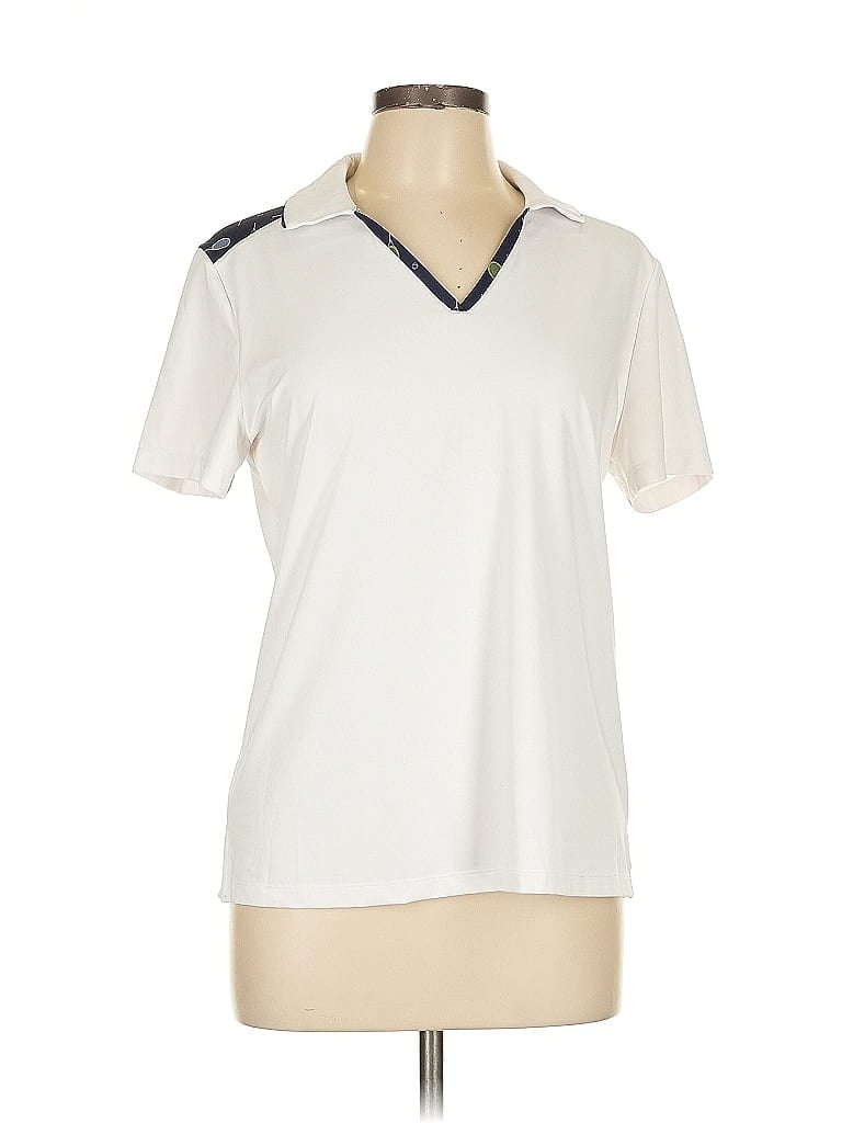 Lillie Green Ivory Short Sleeve Polo Size L - photo 1