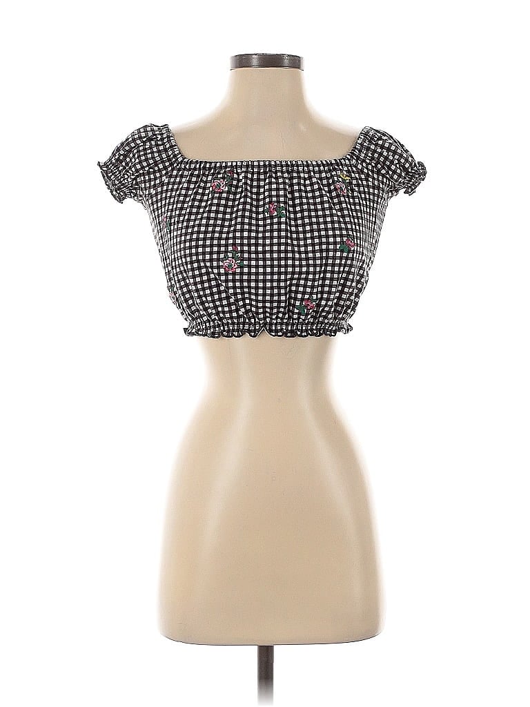 Pre-owned Kendall & Kylie Short Sleeve Top Black Square Neckline Tops