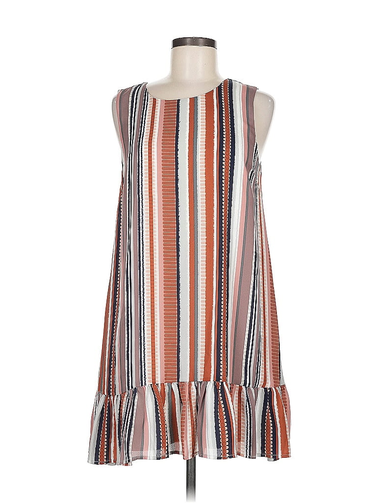 Jack by BB Dakota 100% Polyester Stripes Orange Casual Dress Size M - photo 1