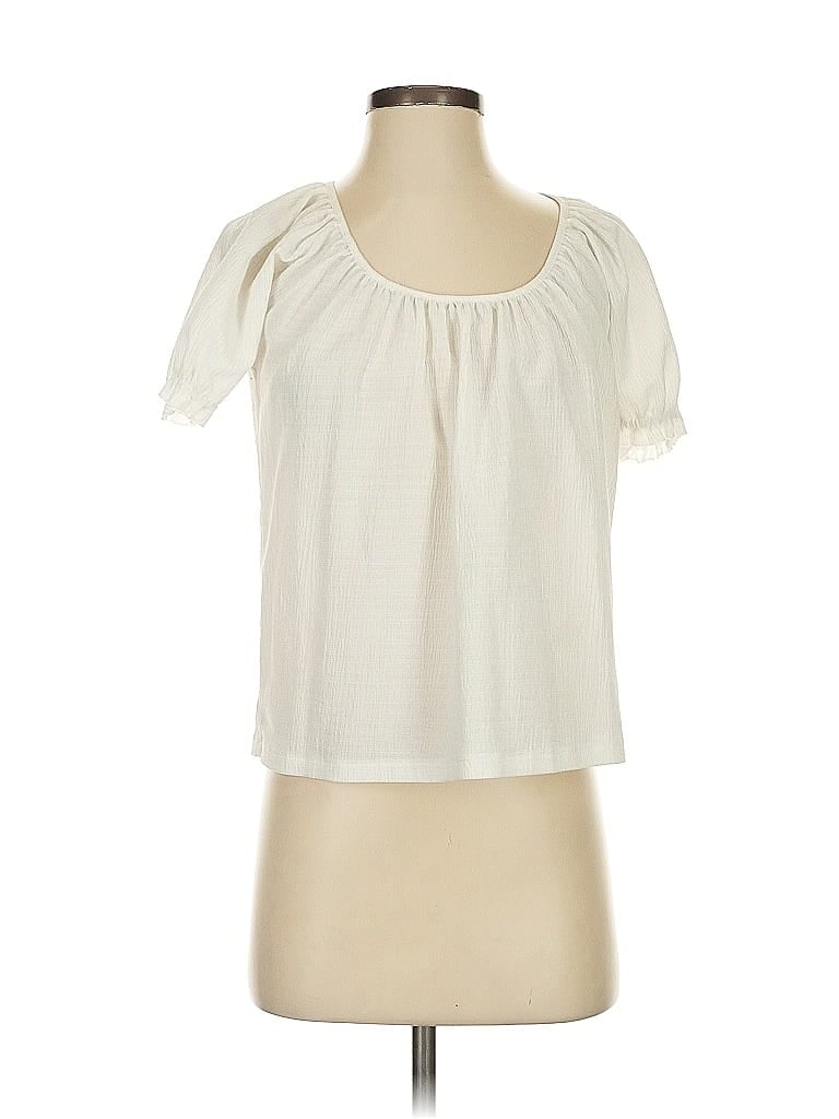 Pre-owned Texture & Thread Madewell Short Sleeve Blouse In White