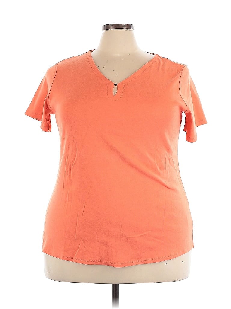 Anne Klein Sport 100% Cotton Orange Short Sleeve T-Shirt Size 3X - photo 1