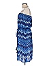 Figue 100% Silk Chevron-herringbone Blue Casual Dress Size L - photo 4