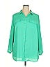Cj Banks Color Block Teal 3/4 Sleeve Button-Down Shirt Size 2X - photo 1