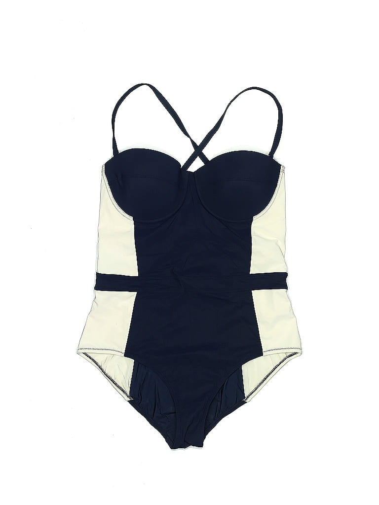 Tory Burch Color Block Blue One Piece Swimsuit Size L - photo 1