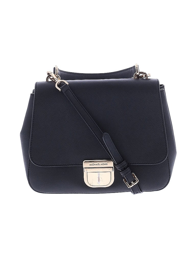 MICHAEL Michael Kors Solid Blue Black Leather Satchel One size - photo 1