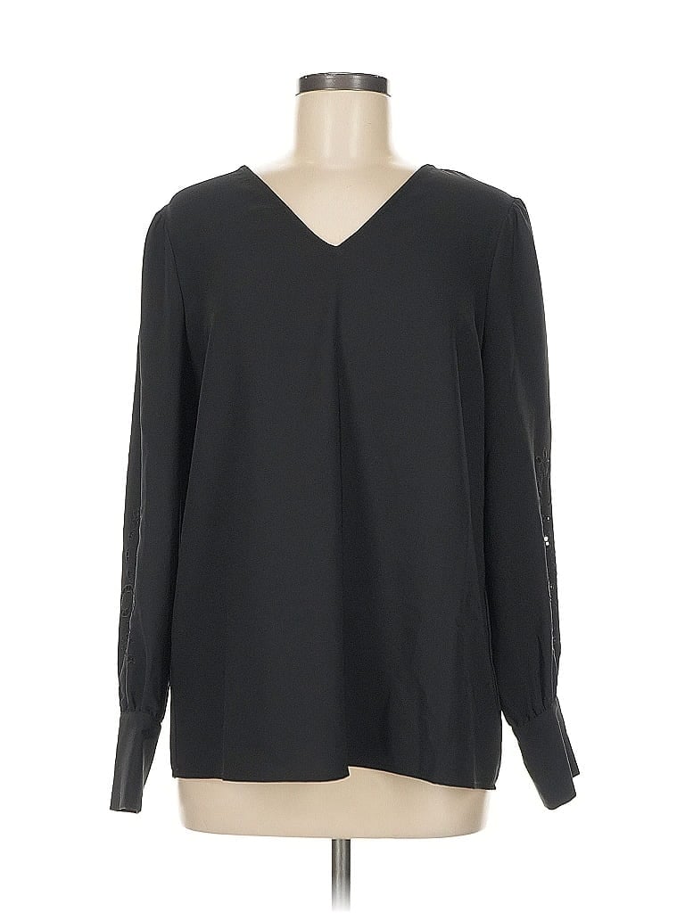 Pre-owned Adrianna Papell Long Sleeve Blouse In Black