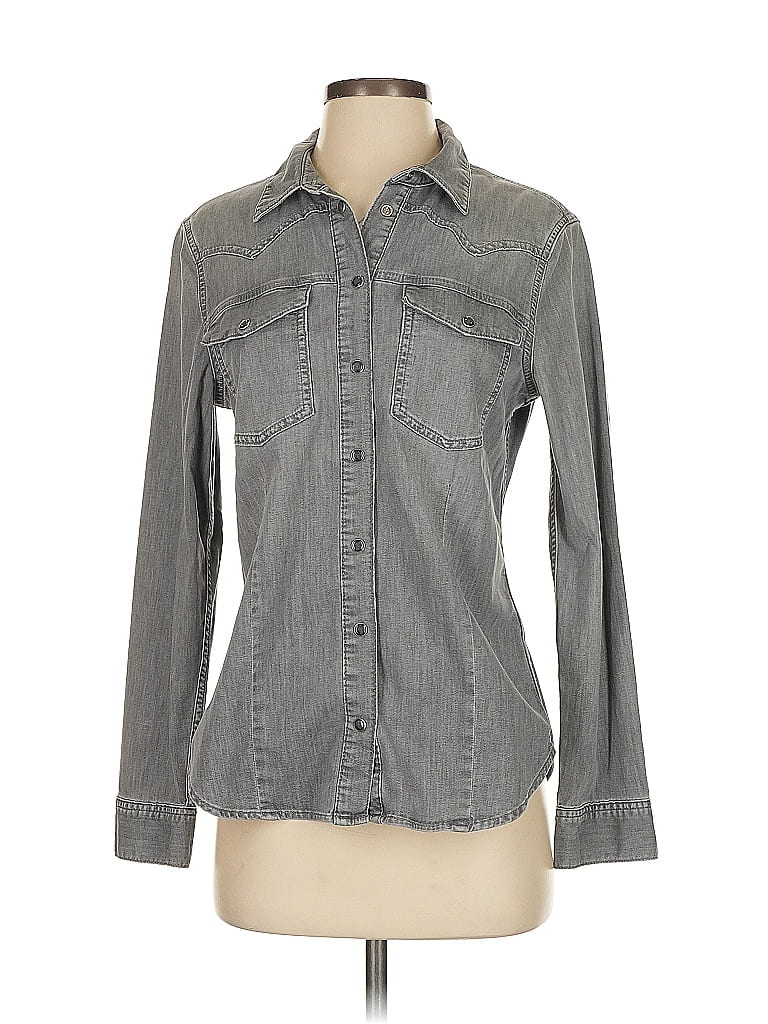 Massimo Dutti Gray Long Sleeve Button-Down Shirt Size L - photo 1