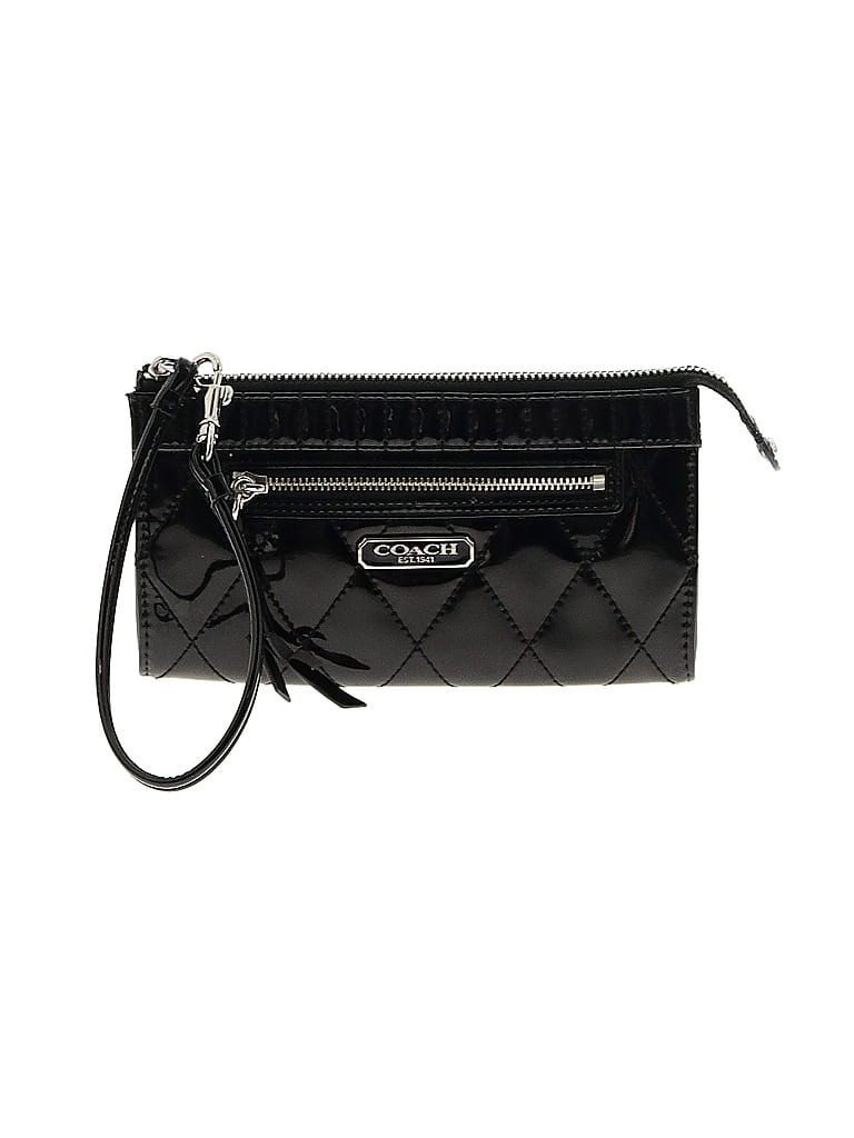 Coach Heart Poppy 100% Leather Argyle Black Leather Wristlet One size - photo 1