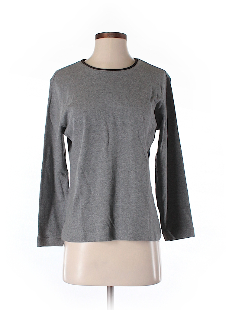 Talbots 100% Cotton Solid Gray Long Sleeve T-Shirt Size M - 83% off ...