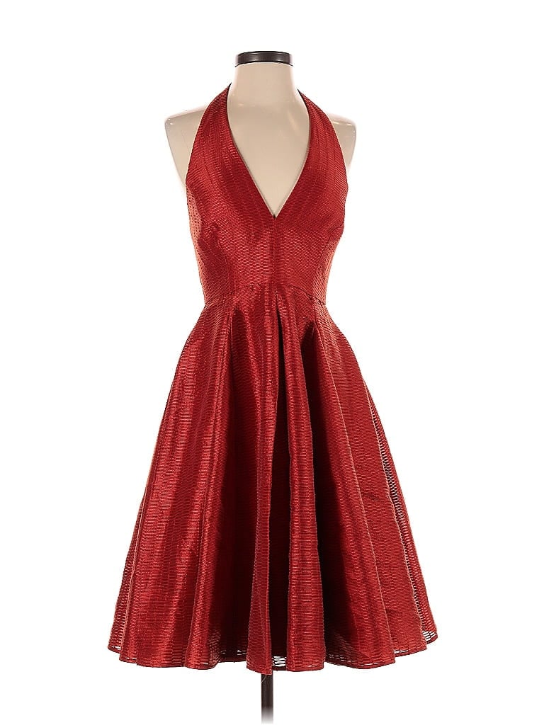 Halston Heritage 100% Polyester Red Cocktail Dress Size 2 - photo 1