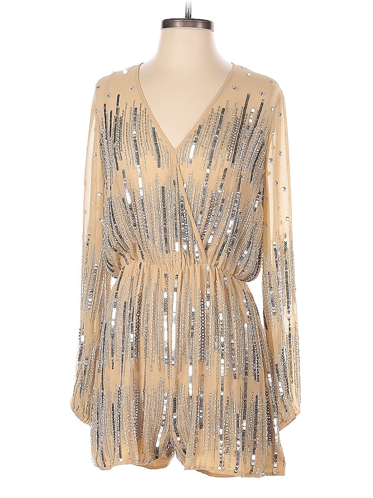 Mac Duggal 100% Polyester Metallic Gold Romper Size 4 - 29% off | ThredUp